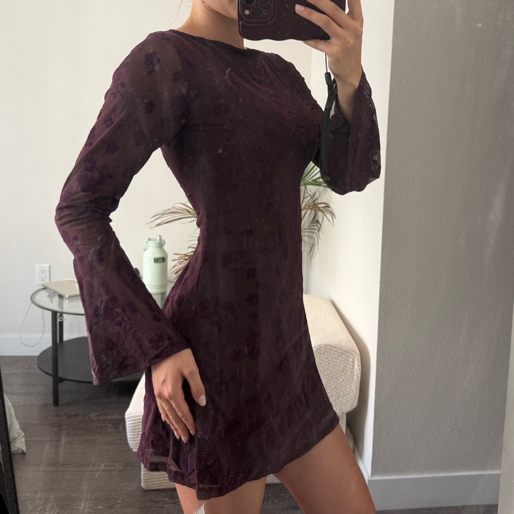 ASOS Deep Purple Long Sleeve Dress